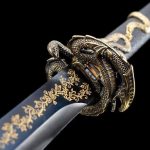 hand forged steel snake tsuba katana authenticweaponry