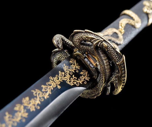 hand forged steel snake tsuba katana authenticweaponry
