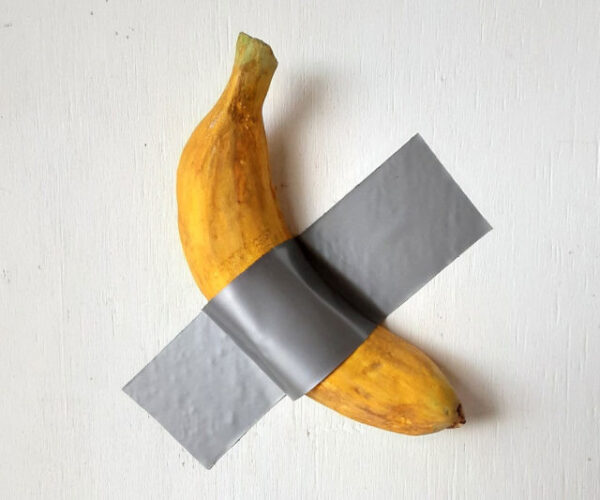 banana duct taped to a wall sculpture