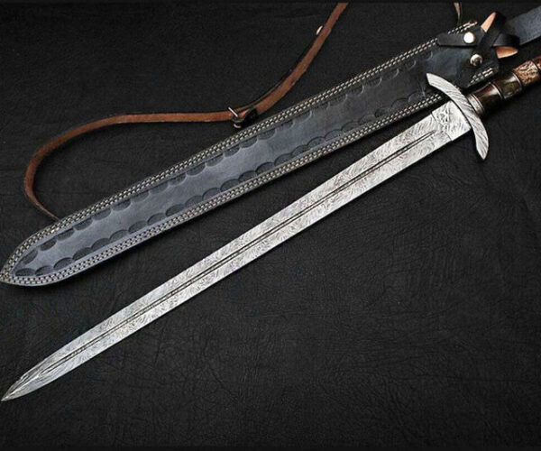 hand forged damascus steel viking sword