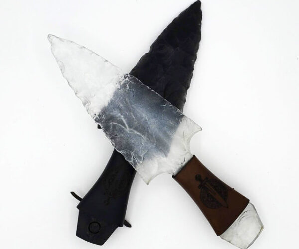 obsidian crystal resin dagger