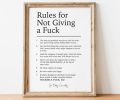 rules for not giving a fuck poster